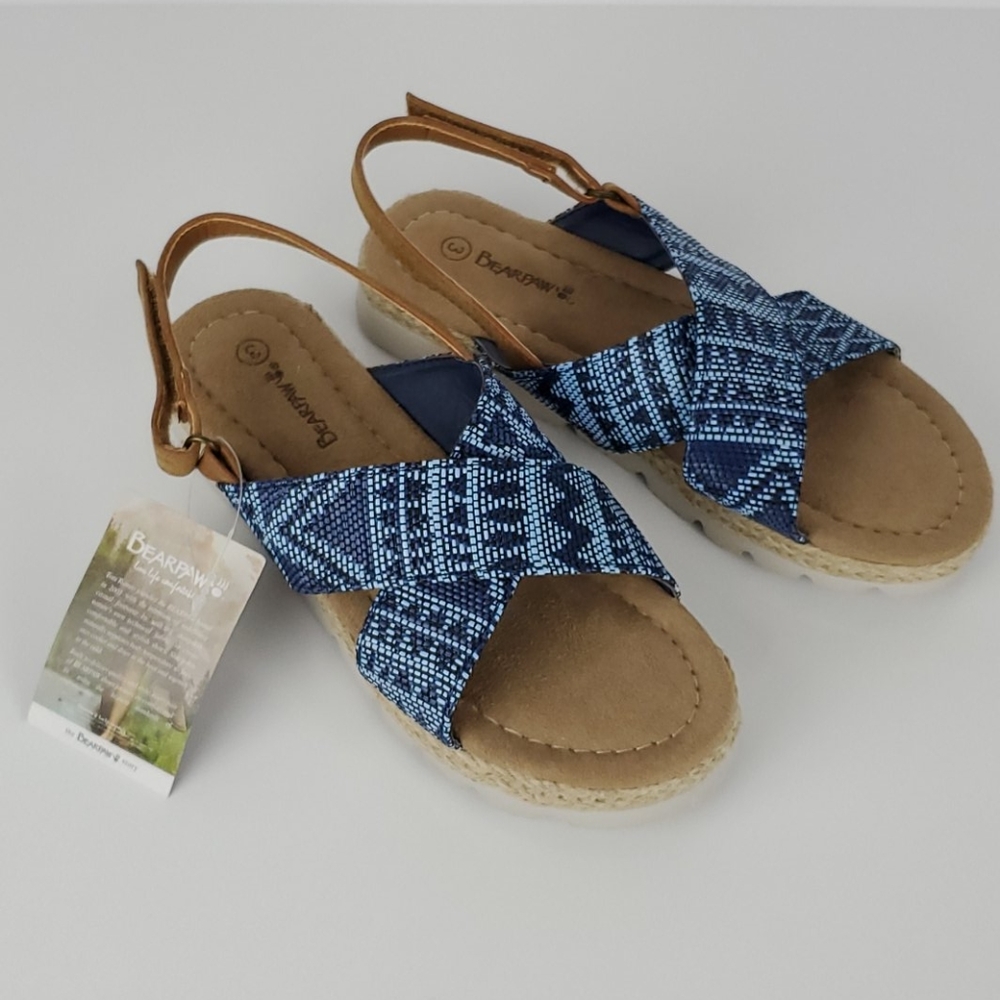 BEARPAW Raelynn Blue Slingback Sandals Girl's Blue